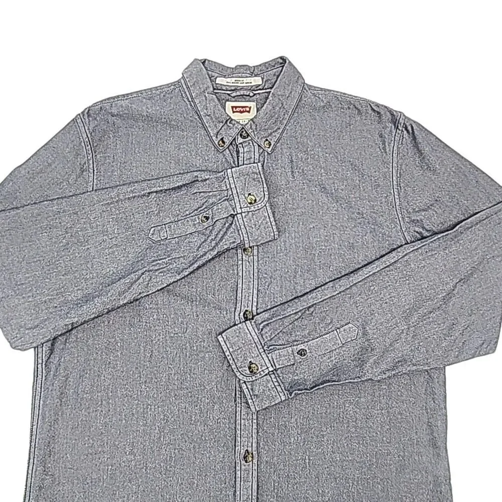 Levi’s Shirt Modern Fit Cotton Men’s Size XL Blue Chambray Denim Button Long Slv
